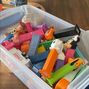 A tote full of pez Colorful Dispensers Set for Kids